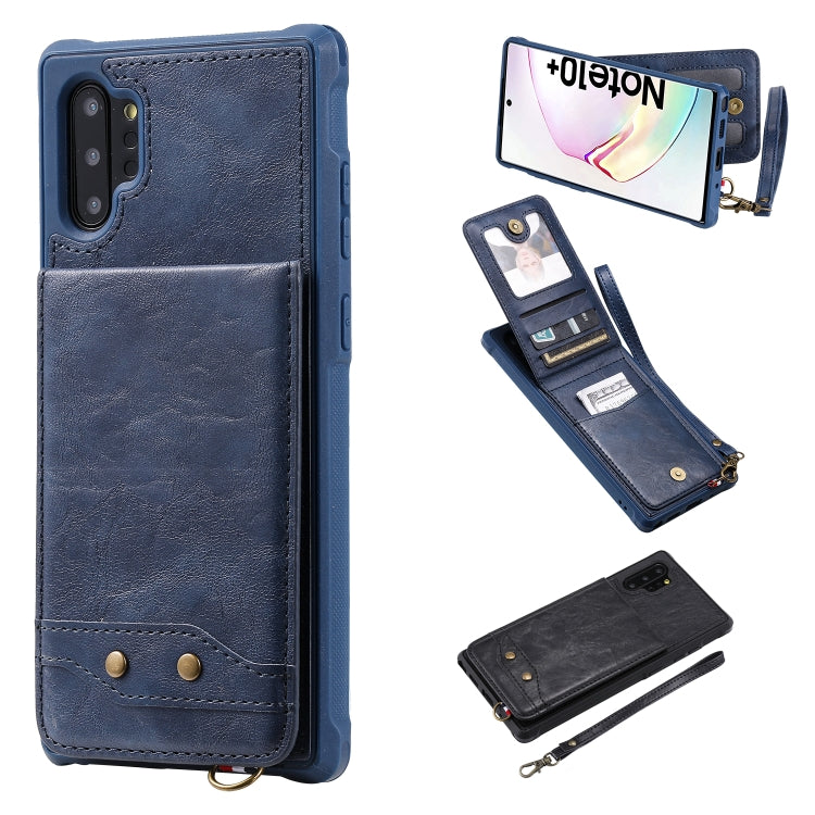 For Galaxy Note 10+ Vertical Flip Shockproof Leather Protective Case with Short Rope, Support Card Slots & Bracket & Photo Holder & Wallet Function