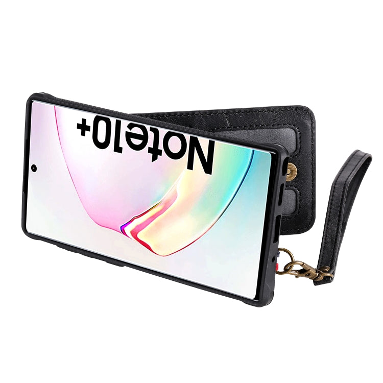For Galaxy Note 10+ Vertical Flip Shockproof Leather Protective Case with Short Rope, Support Card Slots & Bracket & Photo Holder & Wallet Function
