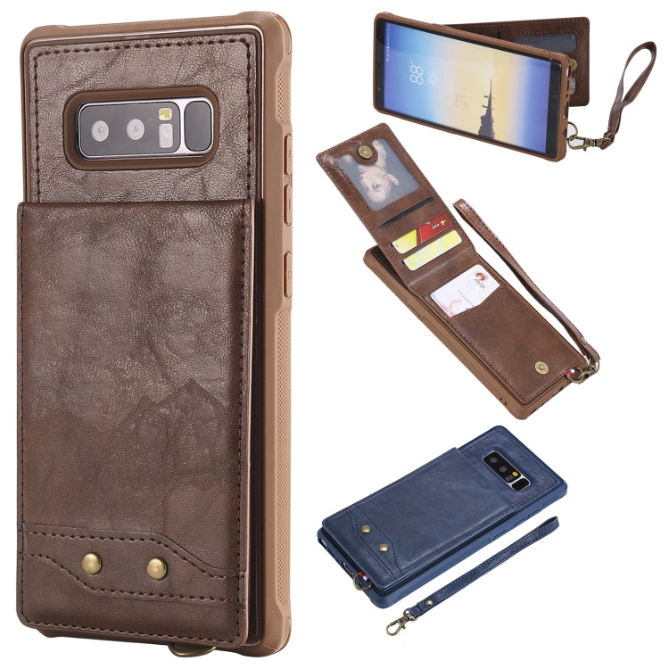 For Galaxy Note 8 Vertical Flip Shockproof Leather Protective Case with Short Rope, Support Card Slots & Bracket & Photo Holder & Wallet Function