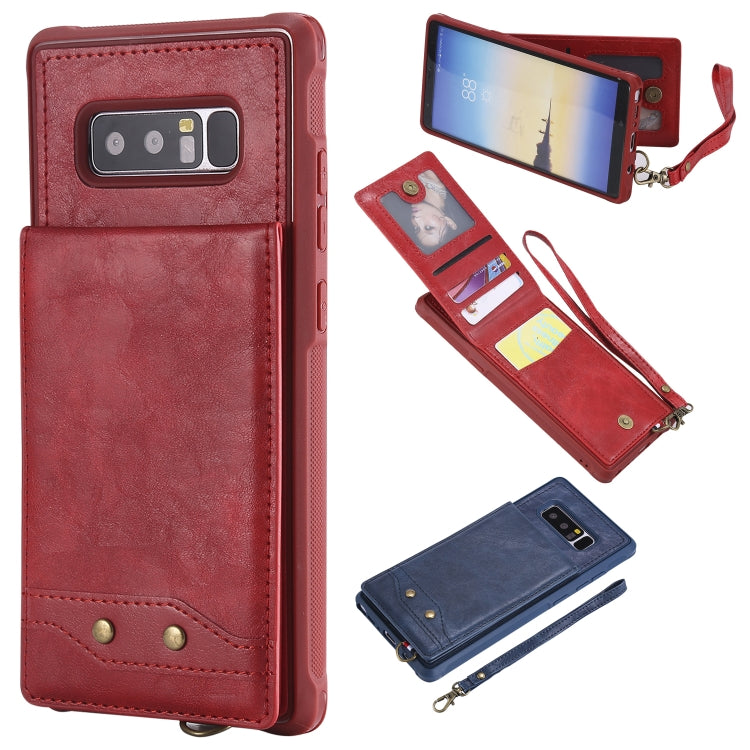 For Galaxy Note 8 Vertical Flip Shockproof Leather Protective Case with Short Rope, Support Card Slots & Bracket & Photo Holder & Wallet Function