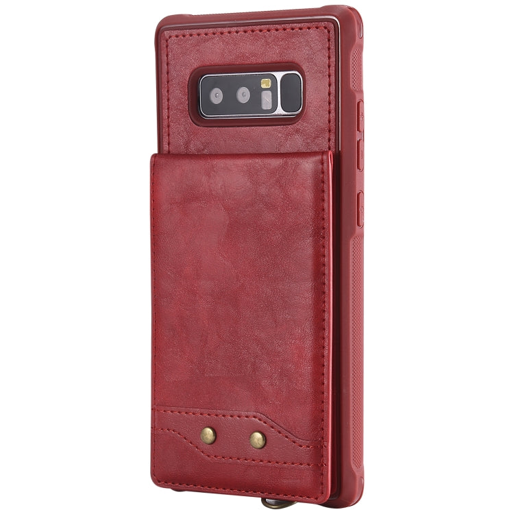 For Galaxy Note 8 Vertical Flip Shockproof Leather Protective Case with Short Rope, Support Card Slots & Bracket & Photo Holder & Wallet Function