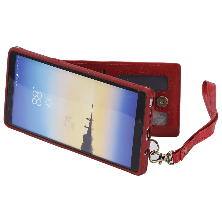 For Galaxy Note 8 Vertical Flip Shockproof Leather Protective Case with Short Rope, Support Card Slots & Bracket & Photo Holder & Wallet Function
