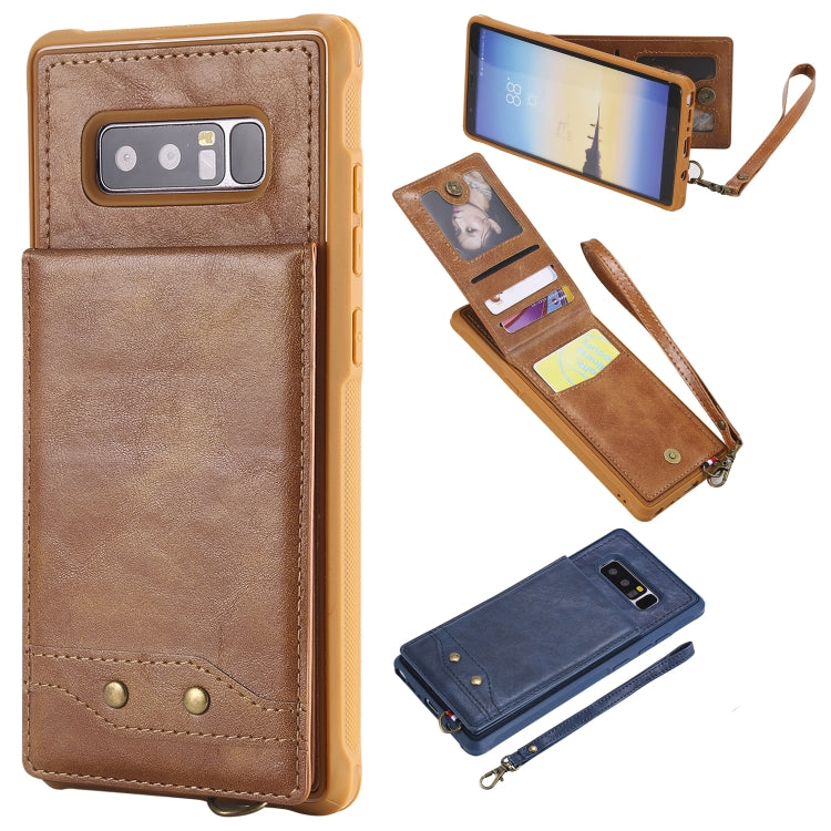 For Galaxy Note 8 Vertical Flip Shockproof Leather Protective Case with Short Rope, Support Card Slots & Bracket & Photo Holder & Wallet Function