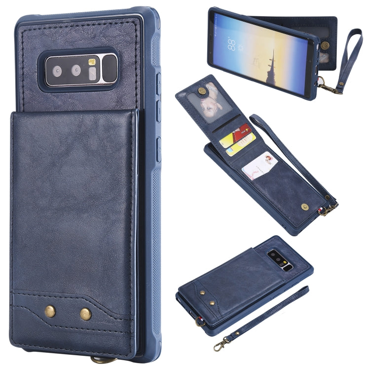 For Galaxy Note 8 Vertical Flip Shockproof Leather Protective Case with Short Rope, Support Card Slots & Bracket & Photo Holder & Wallet Function