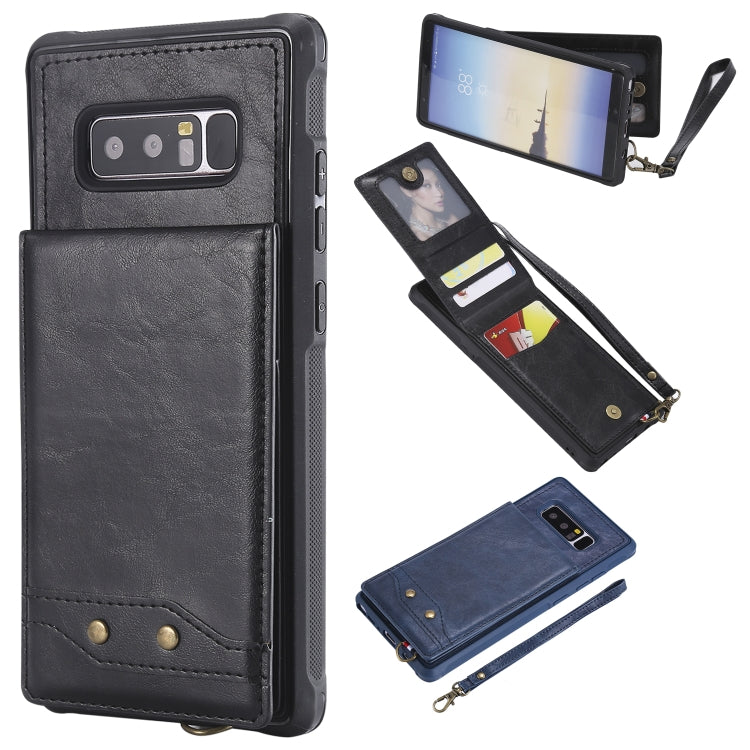 For Galaxy Note 8 Vertical Flip Shockproof Leather Protective Case with Short Rope, Support Card Slots & Bracket & Photo Holder & Wallet Function