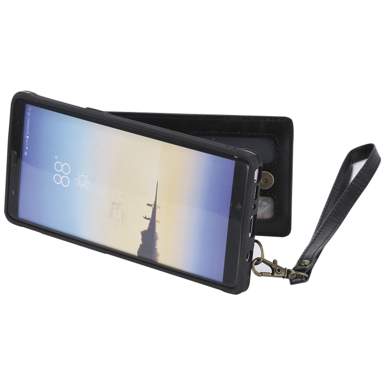 For Galaxy Note 8 Vertical Flip Shockproof Leather Protective Case with Short Rope, Support Card Slots & Bracket & Photo Holder & Wallet Function