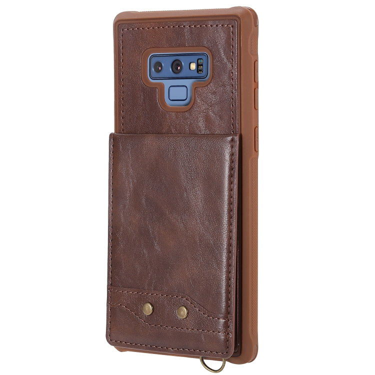 For Galaxy Note 9 Vertical Flip Shockproof Leather Protective Case with Short Rope, Support Card Slots & Bracket & Photo Holder & Wallet Function