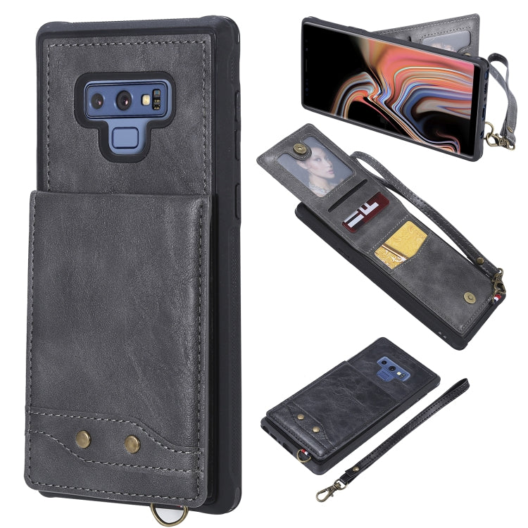 For Galaxy Note 9 Vertical Flip Shockproof Leather Protective Case with Short Rope, Support Card Slots & Bracket & Photo Holder & Wallet Function