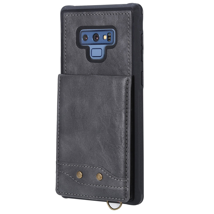 For Galaxy Note 9 Vertical Flip Shockproof Leather Protective Case with Short Rope, Support Card Slots & Bracket & Photo Holder & Wallet Function