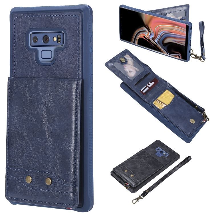 For Galaxy Note 9 Vertical Flip Shockproof Leather Protective Case with Short Rope, Support Card Slots & Bracket & Photo Holder & Wallet Function