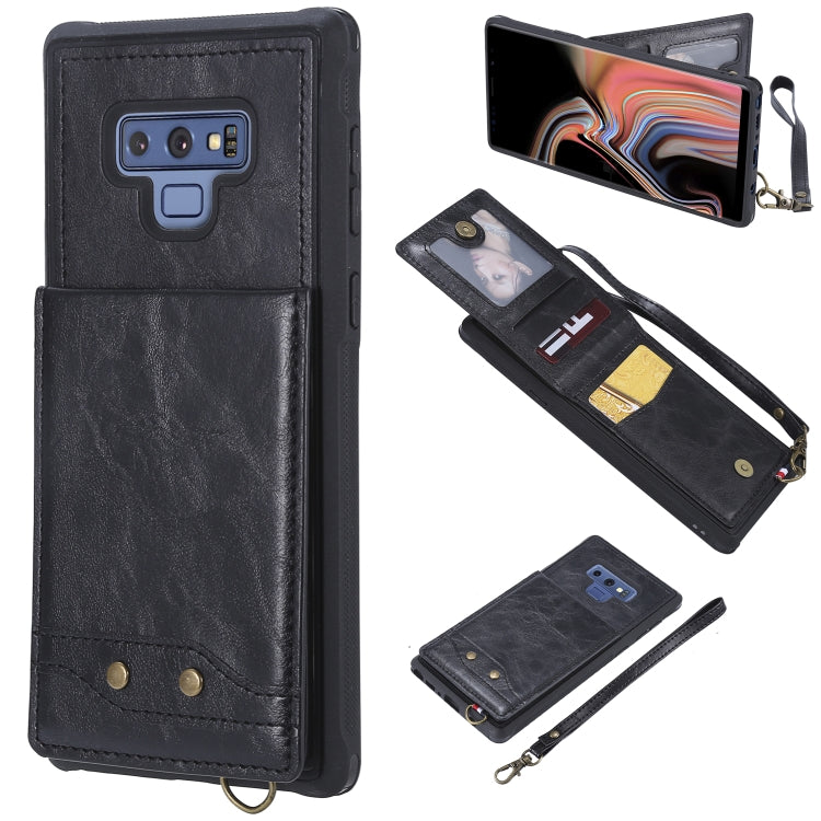 For Galaxy Note 9 Vertical Flip Shockproof Leather Protective Case with Short Rope, Support Card Slots & Bracket & Photo Holder & Wallet Function