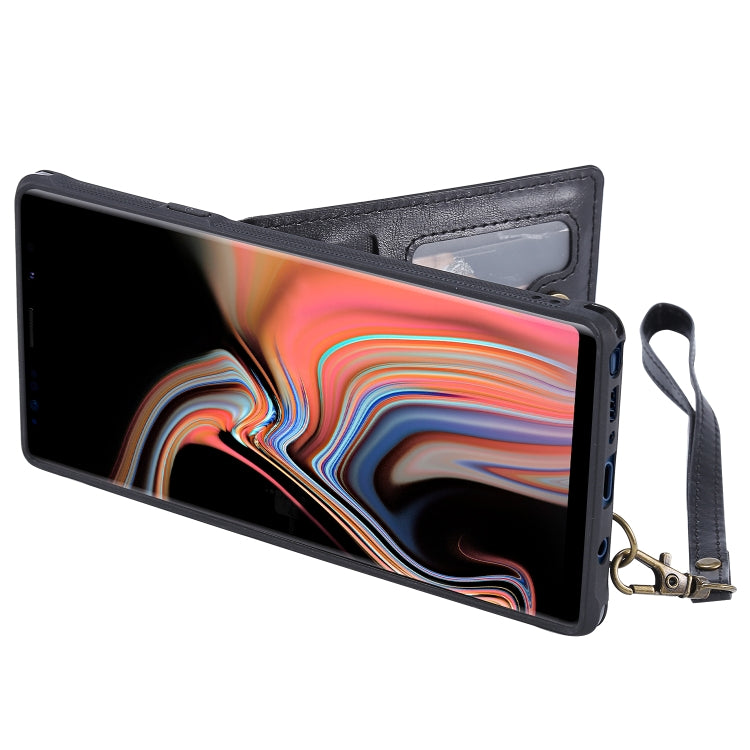 For Galaxy Note 9 Vertical Flip Shockproof Leather Protective Case with Short Rope, Support Card Slots & Bracket & Photo Holder & Wallet Function