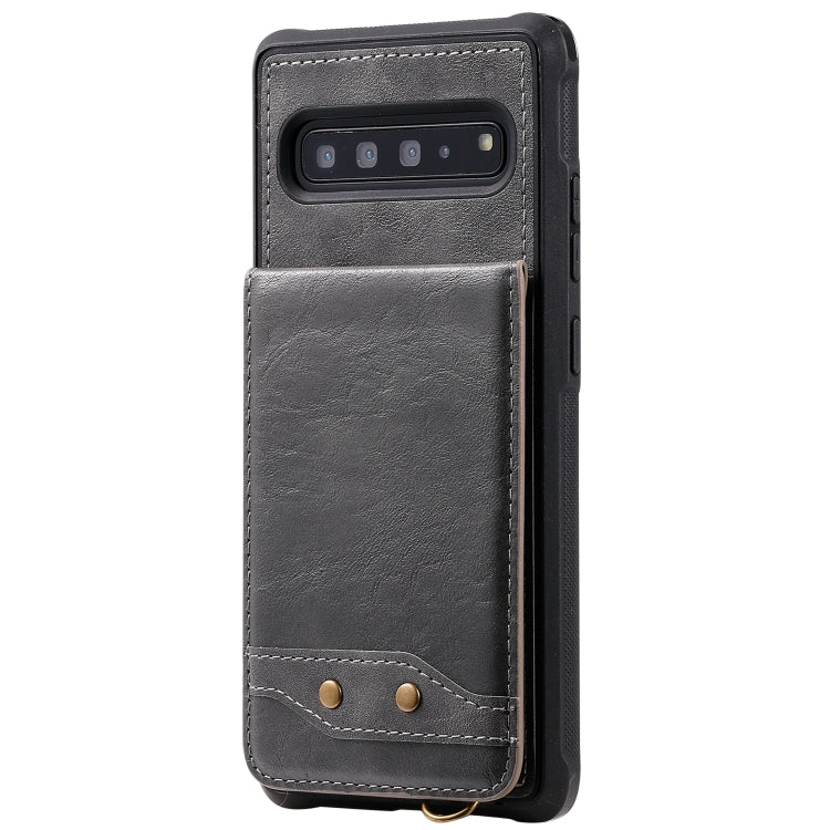 For Galaxy S10 5G Vertical Flip Shockproof Leather Protective Case with Short Rope, Support Card Slots & Bracket & Photo Holder & Wallet Function