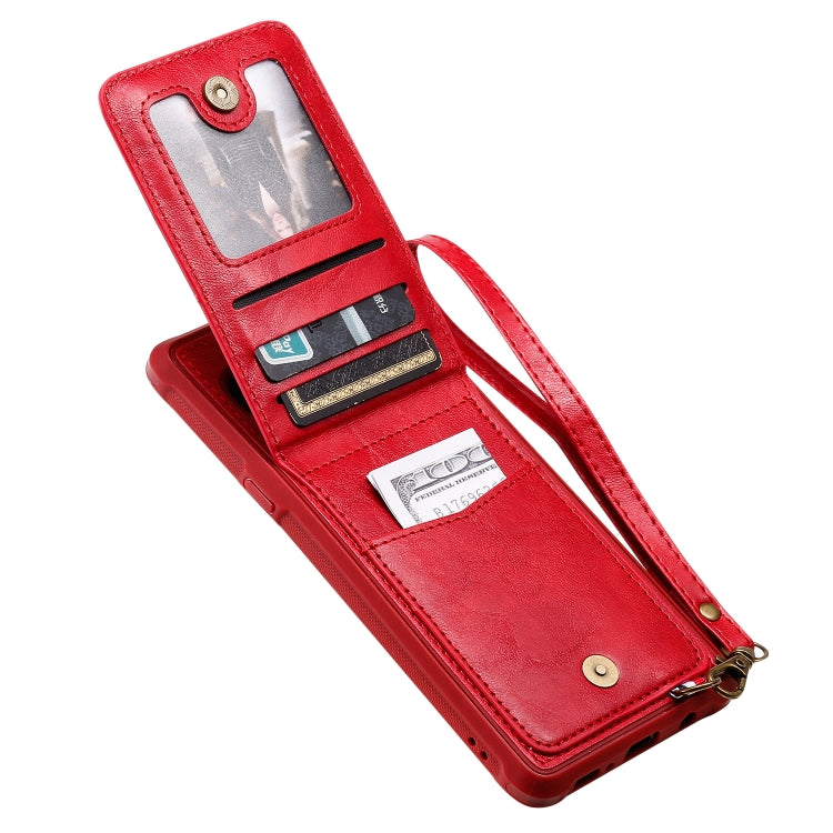 For Galaxy S10 5G Vertical Flip Shockproof Leather Protective Case with Short Rope, Support Card Slots & Bracket & Photo Holder & Wallet Function