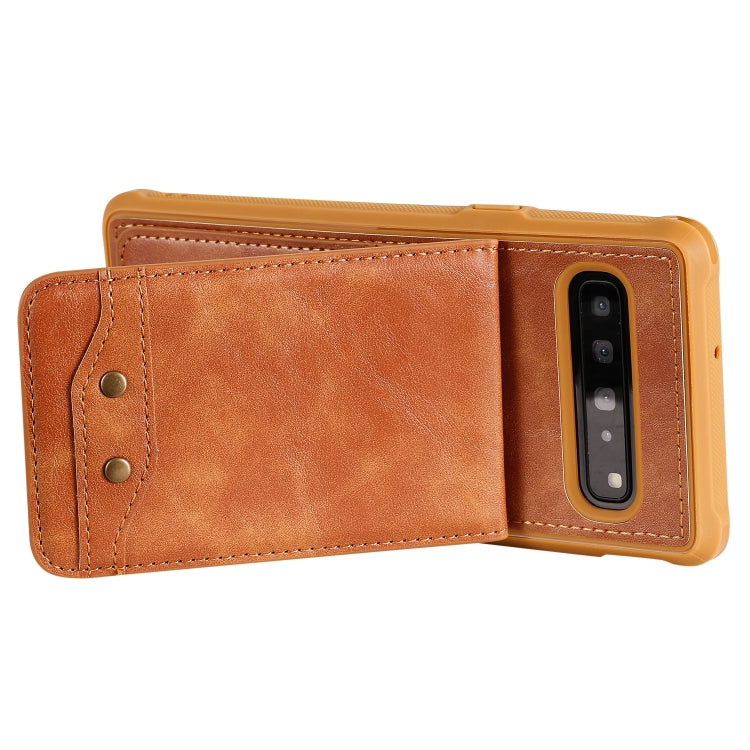 For Galaxy S10 5G Vertical Flip Shockproof Leather Protective Case with Short Rope, Support Card Slots & Bracket & Photo Holder & Wallet Function
