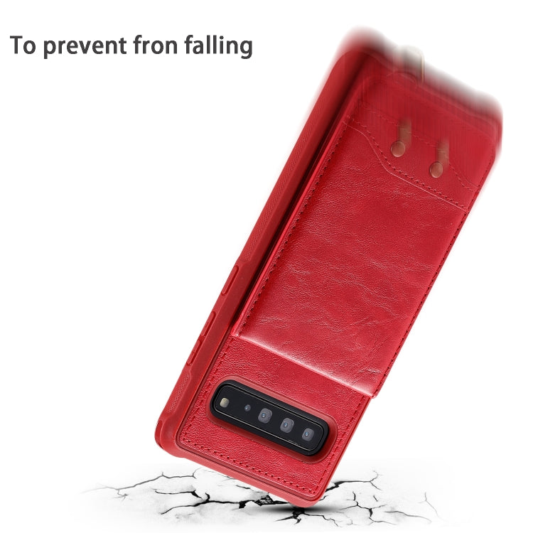 For Galaxy S10 5G Vertical Flip Shockproof Leather Protective Case with Short Rope, Support Card Slots & Bracket & Photo Holder & Wallet Function