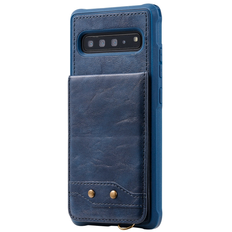 For Galaxy S10 5G Vertical Flip Shockproof Leather Protective Case with Short Rope, Support Card Slots & Bracket & Photo Holder & Wallet Function