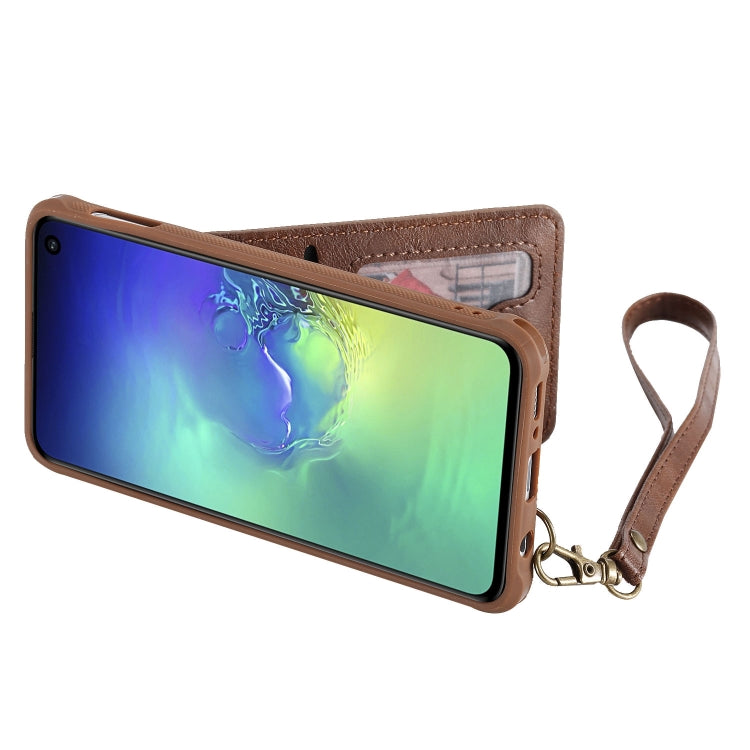 For Galaxy S10e Vertical Flip Shockproof Leather Protective Case with Short Rope, Support Card Slots & Bracket & Photo Holder & Wallet Function