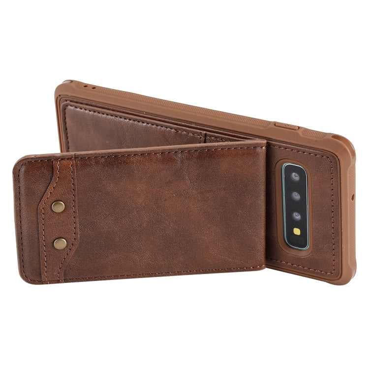For Galaxy S10+ Vertical Flip Shockproof Leather Protective Case with Short Rope, Support Card Slots & Bracket & Photo Holder & Wallet Function