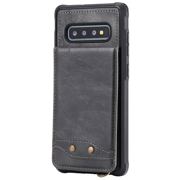 For Galaxy S10+ Vertical Flip Shockproof Leather Protective Case with Short Rope, Support Card Slots & Bracket & Photo Holder & Wallet Function