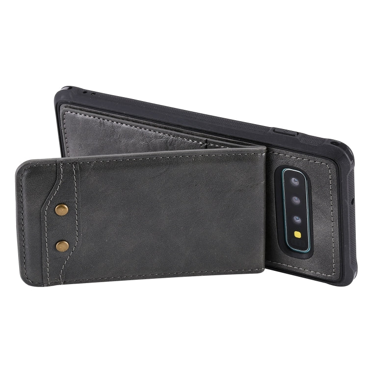For Galaxy S10+ Vertical Flip Shockproof Leather Protective Case with Short Rope, Support Card Slots & Bracket & Photo Holder & Wallet Function