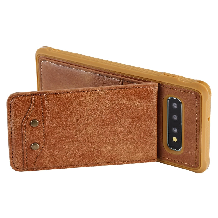 For Galaxy S10+ Vertical Flip Shockproof Leather Protective Case with Short Rope, Support Card Slots & Bracket & Photo Holder & Wallet Function