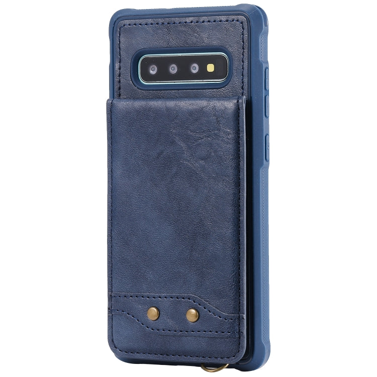 For Galaxy S10+ Vertical Flip Shockproof Leather Protective Case with Short Rope, Support Card Slots & Bracket & Photo Holder & Wallet Function
