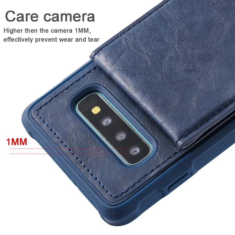 For Galaxy S10+ Vertical Flip Shockproof Leather Protective Case with Short Rope, Support Card Slots & Bracket & Photo Holder & Wallet Function