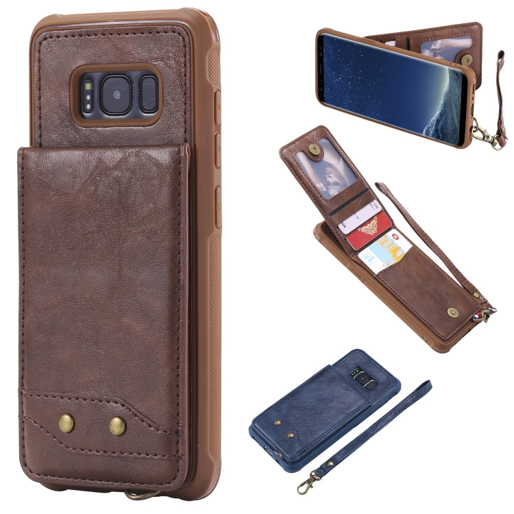 For Galaxy S8 Vertical Flip Shockproof Leather Protective Case with Short Rope, Support Card Slots & Bracket & Photo Holder & Wallet Function