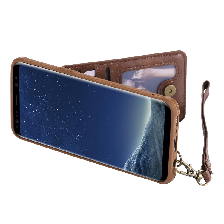 For Galaxy S8 Vertical Flip Shockproof Leather Protective Case with Short Rope, Support Card Slots & Bracket & Photo Holder & Wallet Function