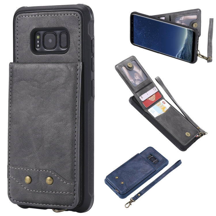 For Galaxy S8 Vertical Flip Shockproof Leather Protective Case with Short Rope, Support Card Slots & Bracket & Photo Holder & Wallet Function