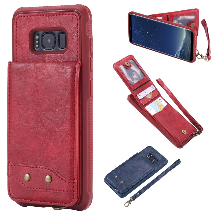 For Galaxy S8 Vertical Flip Shockproof Leather Protective Case with Short Rope, Support Card Slots & Bracket & Photo Holder & Wallet Function