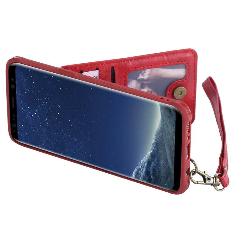 For Galaxy S8 Vertical Flip Shockproof Leather Protective Case with Short Rope, Support Card Slots & Bracket & Photo Holder & Wallet Function