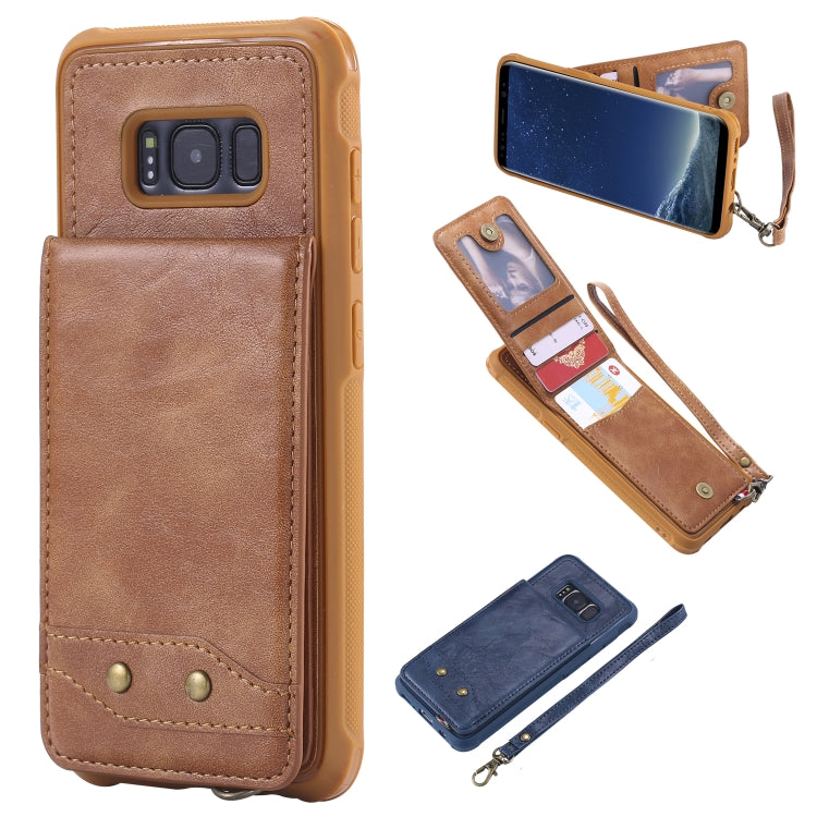 For Galaxy S8 Vertical Flip Shockproof Leather Protective Case with Short Rope, Support Card Slots & Bracket & Photo Holder & Wallet Function