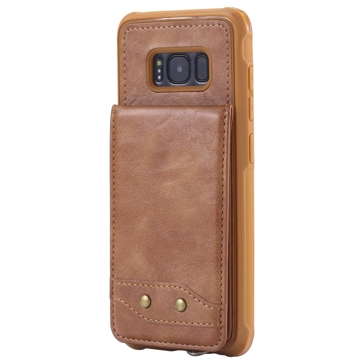 For Galaxy S8 Vertical Flip Shockproof Leather Protective Case with Short Rope, Support Card Slots & Bracket & Photo Holder & Wallet Function