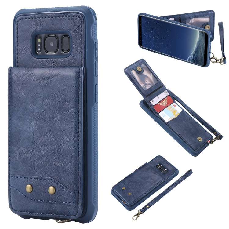 For Galaxy S8 Vertical Flip Shockproof Leather Protective Case with Short Rope, Support Card Slots & Bracket & Photo Holder & Wallet Function