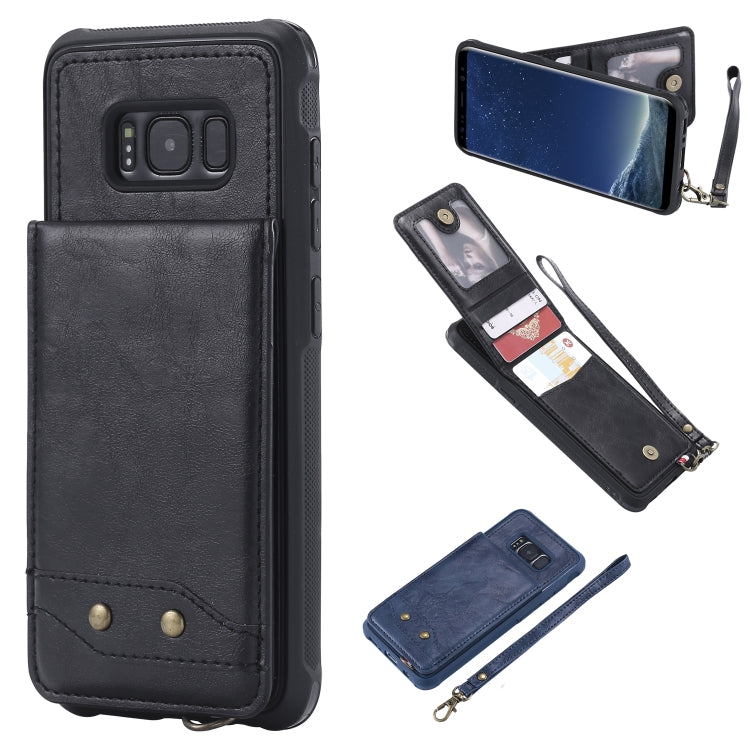 For Galaxy S8 Vertical Flip Shockproof Leather Protective Case with Short Rope, Support Card Slots & Bracket & Photo Holder & Wallet Function