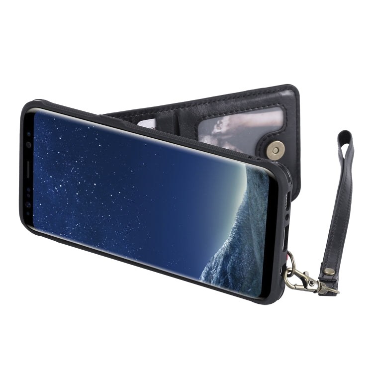 For Galaxy S8 Vertical Flip Shockproof Leather Protective Case with Short Rope, Support Card Slots & Bracket & Photo Holder & Wallet Function