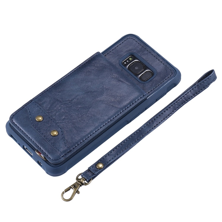 For Galaxy S8 Vertical Flip Shockproof Leather Protective Case with Short Rope, Support Card Slots & Bracket & Photo Holder & Wallet Function