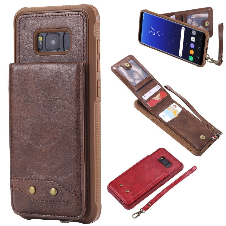 For Galaxy S8+ Vertical Flip Shockproof Leather Protective Case with Short Rope, Support Card Slots & Bracket & Photo Holder & Wallet Function