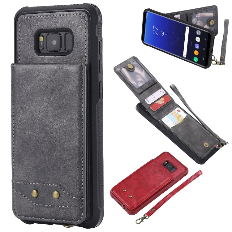 For Galaxy S8+ Vertical Flip Shockproof Leather Protective Case with Short Rope, Support Card Slots & Bracket & Photo Holder & Wallet Function