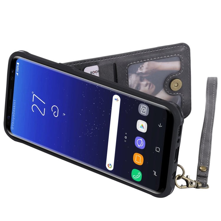 For Galaxy S8+ Vertical Flip Shockproof Leather Protective Case with Short Rope, Support Card Slots & Bracket & Photo Holder & Wallet Function