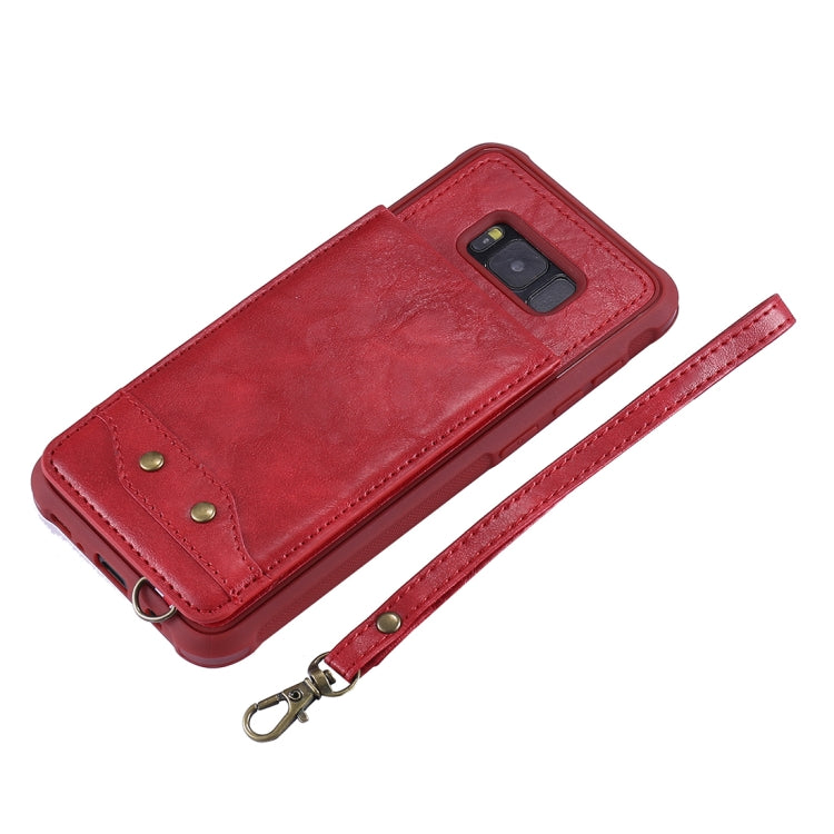 For Galaxy S8+ Vertical Flip Shockproof Leather Protective Case with Short Rope, Support Card Slots & Bracket & Photo Holder & Wallet Function