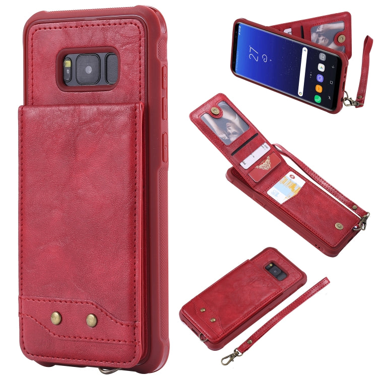 For Galaxy S8+ Vertical Flip Shockproof Leather Protective Case with Short Rope, Support Card Slots & Bracket & Photo Holder & Wallet Function