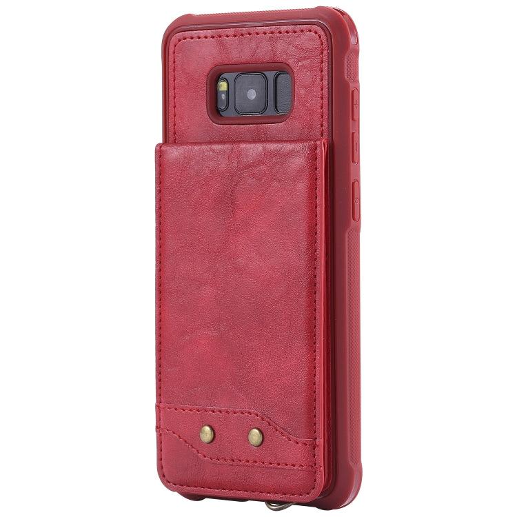 For Galaxy S8+ Vertical Flip Shockproof Leather Protective Case with Short Rope, Support Card Slots & Bracket & Photo Holder & Wallet Function
