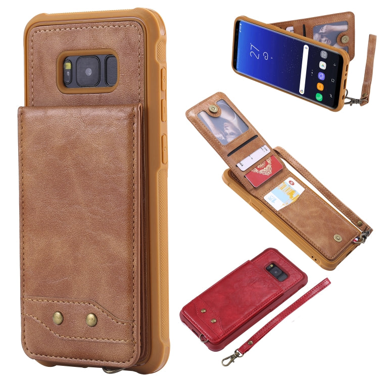 For Galaxy S8+ Vertical Flip Shockproof Leather Protective Case with Short Rope, Support Card Slots & Bracket & Photo Holder & Wallet Function