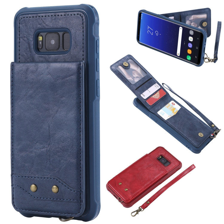 For Galaxy S8+ Vertical Flip Shockproof Leather Protective Case with Short Rope, Support Card Slots & Bracket & Photo Holder & Wallet Function