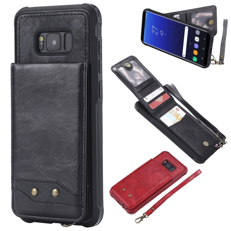 For Galaxy S8+ Vertical Flip Shockproof Leather Protective Case with Short Rope, Support Card Slots & Bracket & Photo Holder & Wallet Function
