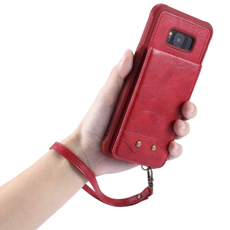 For Galaxy S8+ Vertical Flip Shockproof Leather Protective Case with Short Rope, Support Card Slots & Bracket & Photo Holder & Wallet Function