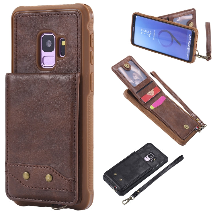 For Galaxy S9 Vertical Flip Shockproof Leather Protective Case with Short Rope, Support Card Slots & Bracket & Photo Holder & Wallet Function